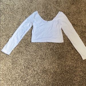 long sleeve white crop top